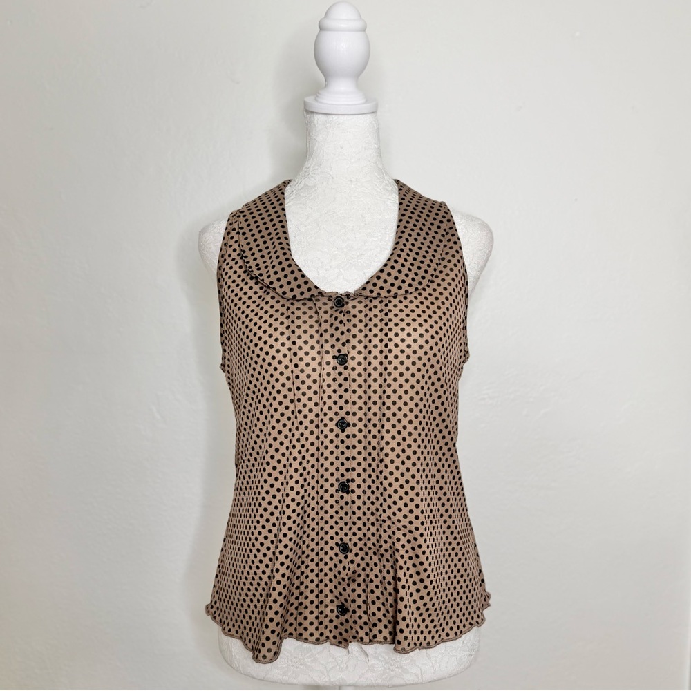 Y2K Peter Pan Collar Sleeveless Polka Dot Blouse
